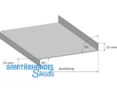 Metallfensterbank RAL 9016 weiss  90 mm Ausladung, mit Folie QS 25