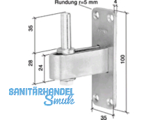 Plattenkloben gerade weiss verzinkt Ausladung bis 30mm verstellbar