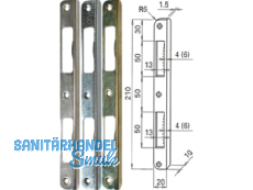 Schliessblech HS  6 mm rund vernickelt 210 x 20 mm mit Bombierung