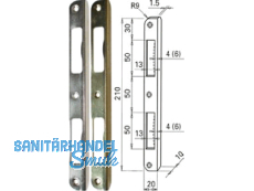 Schliessblech HS  9 mm rund vermessingt 210 x 20 mm mit Bombierung