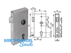 Schlosskasten 140U-30ZW  Riegel Dorn 60 mm Nuss 8,0 mm