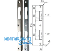 Schliessblech HS eckig blau verzinkt 210 x 20 mm mit Bombierung