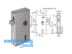 Schiebetor-Schlosskasten blank 140S-30ZW Stulp 30 mm Dorn 60 mm Nuss 8,0 mm 13987