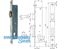 Portalschloss 884/45mm mit Rollfalle S065A78000 223925