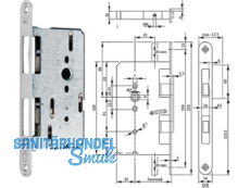 Paniktreibriegelschloss B 2390 65/9/235x24x3              links