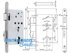 Panikschloss B 2321  Funktion B 2-flg. 65/72/9/235x24x3 links/rechts