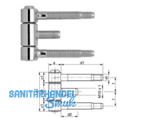 Einbohrband SFS 45H-18-000 f. Stahlzarge vermessingt     dreiteilig Gr. 18