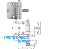 Einbohrband SFS 45L-18-012 f. Stahlzarge verzinkt        dreiteilig Gr. 18