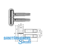 Einbohrband-Rundkopf SFS 30T-16-000  glanzvermessingt zweiteilig Gr. 16