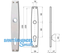 Langschild PZ 88 mm, ohne Befestigungsschrauben