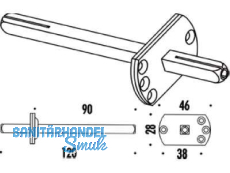 Wechselstift drehbar gelagert 8,0 x 8,0 x 125 mm