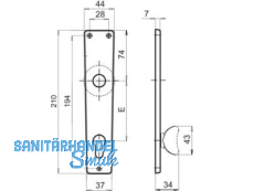 Langschild WC 90 mm auen, mit Notffner und Rot-Wei-Anzeige, ohne Befestigungsschrauben