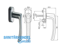 Fenstergriff ROTOLINE natursilber Nocken 10 Stift 7 x 30 mm 227897