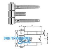 Einbohrband SFS 40H-16-022 f. Stahlzarge vermessingt       dreiteilig Gr. 16