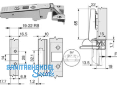 Mbelscharnier 71T950A fr Glasrahmen 381.005.3