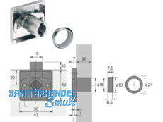 Kastenschloss LAD Z23  18 mm inkl. Rosette und Anschlagwinkel 72300