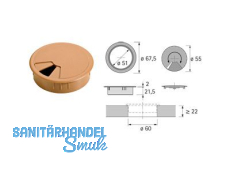 Kabeldurchlass Kunststoff rund Buche   60 mm 9131028