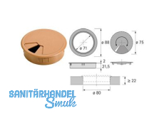 Kabeldurchlass Kunststoff rund Buche   80 mm 9131029
