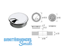 Kabeldurchlass Kunststoff rund verchromt  60 mm 9133725