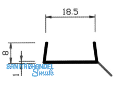 Sockel-Abschlussprofil 18,5x8 mm Lnge = 4000 mm weiss