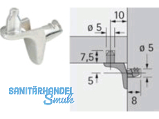 Bodentrger Sekura 1.1 Zapfen- 5 mm vernickelt 19557