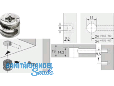 Rastex Verbinder 15 ohne Abdeckrand  Plattendicke 19 mm vernickelt 25064