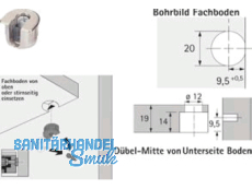 Verbindungsbeschlag-Excenter VB 35 fr 19 mm Fachbden vernickelt 65513