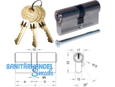 EVVA Doppelzylinder DZ 31x51 NI OA m. Schraube 70mm S-Profil