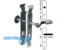 Schutzbeschlag Dachstein Knopf/Drcker L b. TS 70mm Steineinlage 15mm geschmiedet