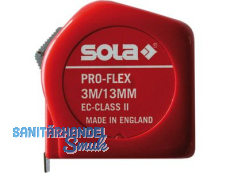 Rollmeter Sola Pro-Flex 3m EG II, B 13mm, mit Grtelclip