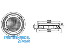 Schachtabdeckung Kl.B  125 KN m.Rahmen ohne Belftung