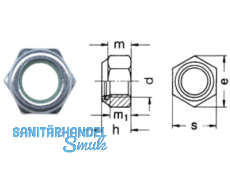 Sicherungsmutter mit Klemmteil verzinkt DIN 980/8 M  6 V