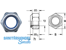 Sicherungsmutter mit Nylonring verzinkt DIN 985/8 M 14 x 1.5 Fg