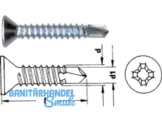 Bohrschraube Senkkopf verzinkt DIN 7504-P  6,3 x 50