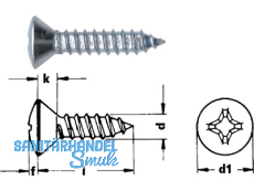 Blechschraube Linsensenkkopf verzinkt DIN 7983 2,9 x 25