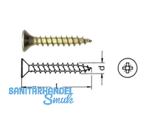 Spanplattenschraube Senkkopf Vg gelb Pzd  3.5 x 25