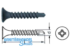 Schnellbauschraube mit Bohrspitze KS Phillips phosphart. 3,5 x 25 Feingewinde