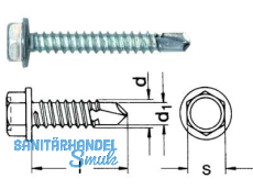 Bohrschraube Sechskantkopf verzinkt DIN 7504-K  4,2 x 16