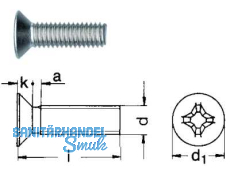 Senkschraube A2 DIN 965  M  8 x  40