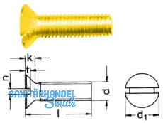 Senkschrauben Messing DIN 963  M 6 x 20