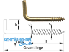 Schraubhaken Messing Art.4 M/20 mm gerade