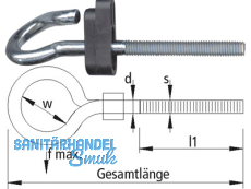 Sicherheits Schaukelhaken verzinkt Art. 19 A M 12 x 180 mm mit ISO-Gewinde