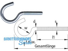 Schraubhaken Art.11E/M 8 x 80mm gebogen