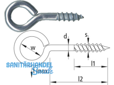 Ringschraube verzinkt Nr.1 40 x 16 Strke: 5,5 mm Bolzenlnge: 40 mm