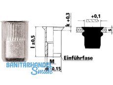 Blindeinnietmutter N23M05VO40 SSM  5 - 40 (Kl. 1,5 - 4,0)