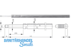 Panikrohr mit Gleitstopfen A = 1500 mm M6 verzinkt B 9006 0013