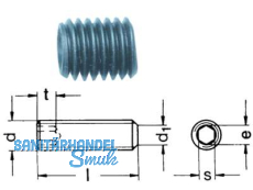 Gewindestift Innensechskant und Kegelkuppe DIN 913  M 20 x  20