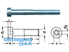 Zylinderschraube Innensechskant verzinkt DIN 6912/ 8.8 M 12 x  20