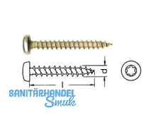 Spanplattenschraube Torx TX 25 Pan Head blau verzinkt 6.0 x 30