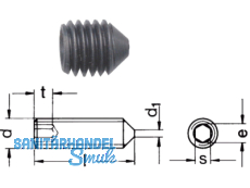 Gewindestift Innensechskant und Spitze DIN 914  M  6 x 20